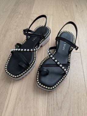 Gianni Bini Black Studded Strappy Sandals